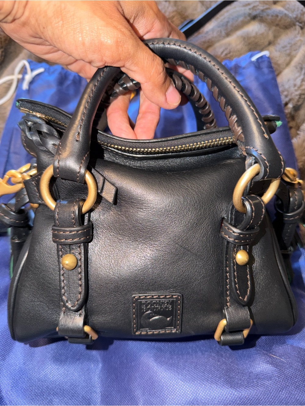 Dooney & Bourke Nano Black Satchel with Gold Hardware - Picture 7 of 9